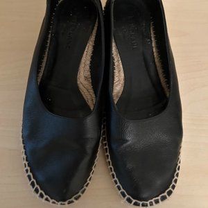Everlane Black Leather Jute Espadrilles Flats size 8 EC